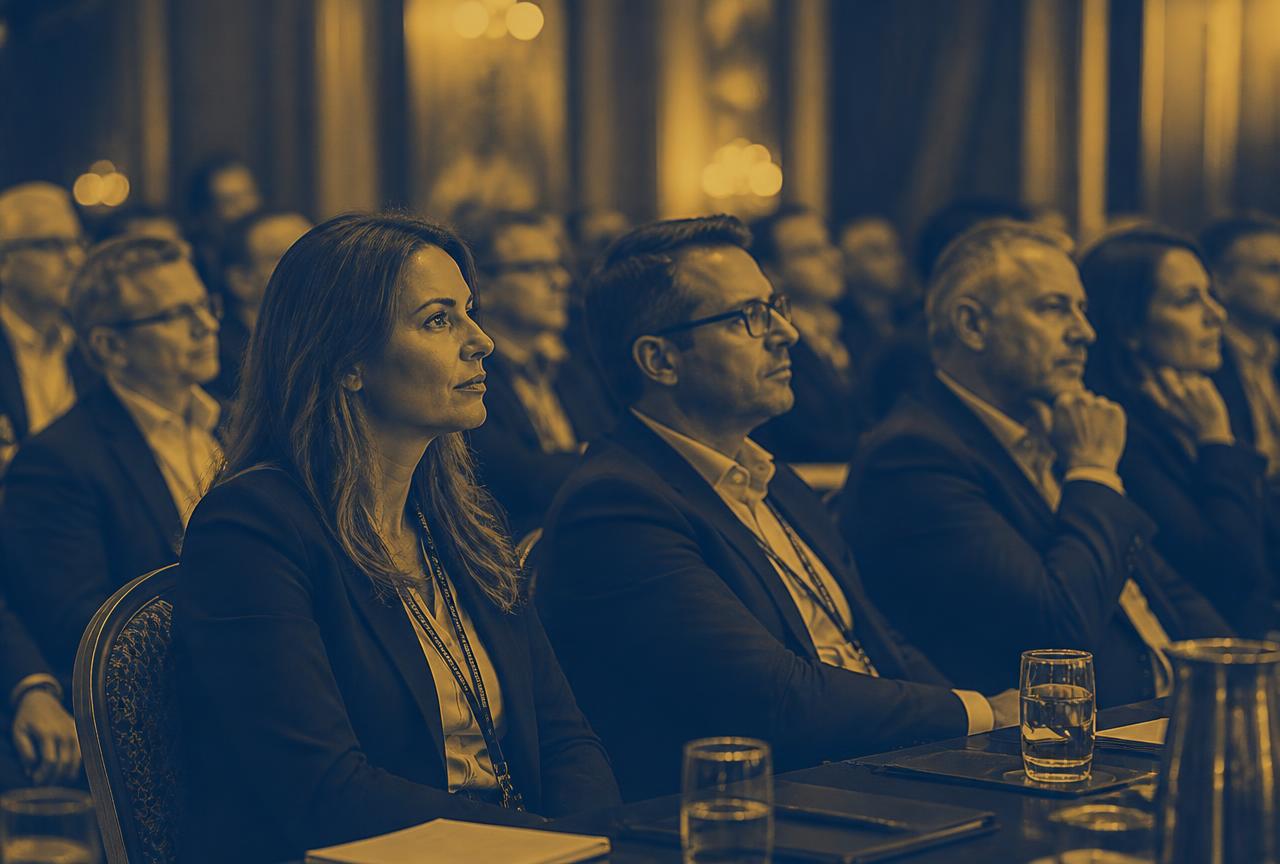 Executives seated at a premium conference